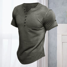 Laden Sie das Bild in den Galerie-Viewer, Männliches Einfarbiges T-Shirt mit V-Ausschnitt