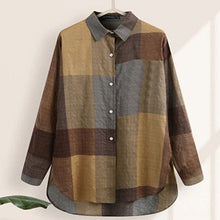 Laden Sie das Bild in den Galerie-Viewer, Karierte Unregelmäßige Bluse mit langen Ärmeln