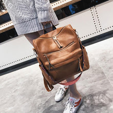 Laden Sie das Bild in den Galerie-Viewer, Vintage-Rucksack für Damen mit großem Fassungsvermögen