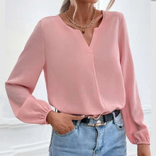 Laden Sie das Bild in den Galerie-Viewer, Einfarbiges Langärmliges Chiffonhemd