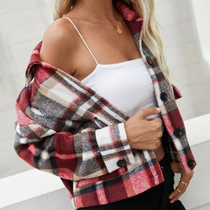 Karierte Jacke mit Revers