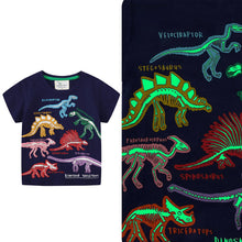 Laden Sie das Bild in den Galerie-Viewer, Leuchtendes Dinosaurier-T-Shirt Für Kinder