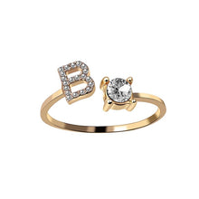 Laden Sie das Bild in den Galerie-Viewer, A-Z Buchstabe Gold Metall Einstellbarer Ring