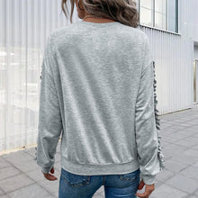 Laden Sie das Bild in den Galerie-Viewer, Einfarbiges Langärmliges T-Shirt mit Rundhalsausschnitt