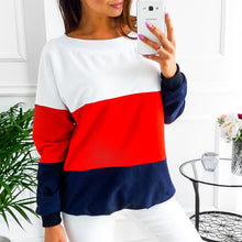 Laden Sie das Bild in den Galerie-Viewer, Damen Herbst Casual Kontrastfarbe Patchwork Kapuzenpullover