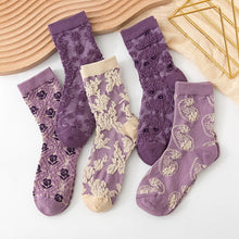 Laden Sie das Bild in den Galerie-Viewer, Damen Baumwollsocken mit Blumenmuster (10 Paar)