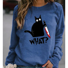 Laden Sie das Bild in den Galerie-Viewer, Lustiges T-Shirt mit schwarzem Katzendruck