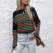 Laden Sie das Bild in den Galerie-Viewer, Mehrfarbig Gestreifter Strickpullover