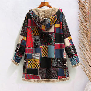 Kapuzen-Sweatshirt-Mantel aus Baumwolle und Fleece