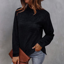 Laden Sie das Bild in den Galerie-Viewer, Einfarbiger Langärmliger Plüsch-Rollkragenpullover für Damen