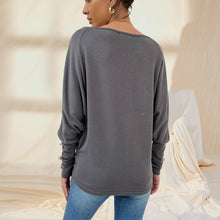 Laden Sie das Bild in den Galerie-Viewer, Langärmeliges Einfarbiges T-Shirt mit Rundhalsausschnitt