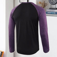 Laden Sie das Bild in den Galerie-Viewer, Langärmliges Fitness-T-Shirt mit V-Ausschnitt und Farbkontrast