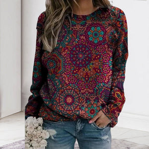 Bedrucktes Langarm-Sweatshirt mit Rundhalsausschnitt