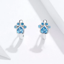 Laden Sie das Bild in den Galerie-Viewer, Süße Katzenkralle blaue Zirkonia Diamantohrringe