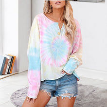 Laden Sie das Bild in den Galerie-Viewer, Langärmliges Bedrucktes T-Shirt mit Knöpfen