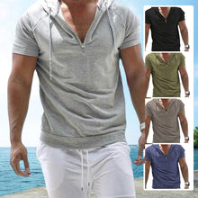 Laden Sie das Bild in den Galerie-Viewer, Sommer Herren Sport-T-Shirt mit Kapuze