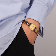 Laden Sie das Bild in den Galerie-Viewer, Kohlefaser-Magnet-Titan-Stahl-Armband