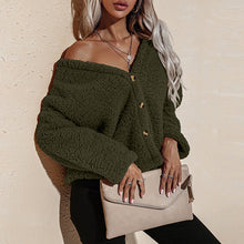 Laden Sie das Bild in den Galerie-Viewer, Damen Plüschjacke mit V-Ausschnitt