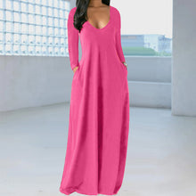 Laden Sie das Bild in den Galerie-Viewer, Solides Kleid mit schrägen Taschen