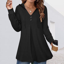 Laden Sie das Bild in den Galerie-Viewer, Damen-Sweatshirt mit Knopfleiste