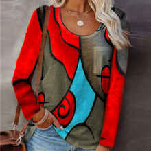 Laden Sie das Bild in den Galerie-Viewer, Lässiges Langarm-T-Shirt mit Farbblock