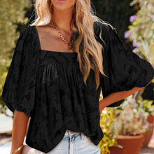 Laden Sie das Bild in den Galerie-Viewer, Süßes T-Shirt aus Chiffon mit quadratischem Ausschnitt