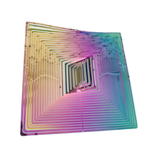 Laden Sie das Bild in den Galerie-Viewer, 3D dreidimensionales quadratisches rotierendes Windspiel aus Edelstahl
