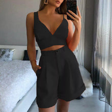 Laden Sie das Bild in den Galerie-Viewer, Weibliches einfarbiges Sommer-2-teiliges Set