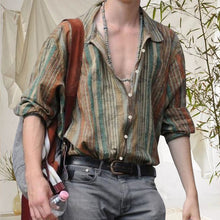 Laden Sie das Bild in den Galerie-Viewer, Vintage gestreiftes Langarm-Shirt