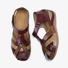 Laden Sie das Bild in den Galerie-Viewer, Damen Retro Sandalen mit runder Zehenpartie und Schnalle