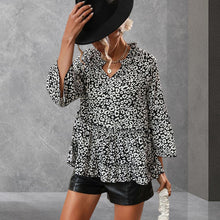 Laden Sie das Bild in den Galerie-Viewer, Leopardenmuster-Bluse mit ausgestellten Ärmeln