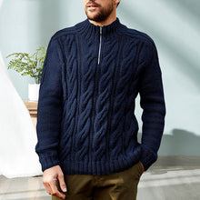 Laden Sie das Bild in den Galerie-Viewer, Einfarbiger Pullover mit Reißverschluss für Herren