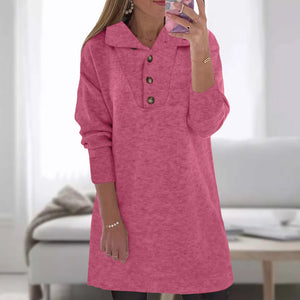 Einfarbiges Langärmliges Freizeitkleid mit Revers