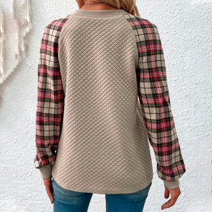 Karierte Patchwork-Sweatshirts für Damen