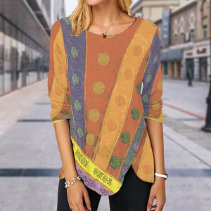 Langarm-T-Shirt mit ethnischem Aufdruck