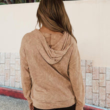 Laden Sie das Bild in den Galerie-Viewer, Einfarbiger Langärmeliger Kapuzenpullover mit Kordelzug