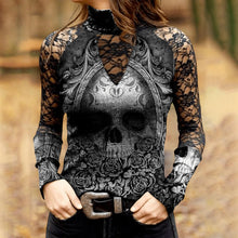 Laden Sie das Bild in den Galerie-Viewer, Bedrucktes T-Shirt mit Totenkopfmuster