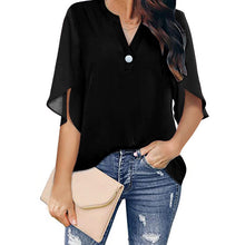 Laden Sie das Bild in den Galerie-Viewer, Einfarbige Elegante Sommerbluse Aus Chiffon
