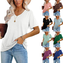 Laden Sie das Bild in den Galerie-Viewer, Modisches Lässiges T-Shirt Mit V-Ausschnitt Für Damen