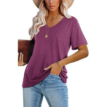 Laden Sie das Bild in den Galerie-Viewer, Modisches Lässiges T-Shirt Mit V-Ausschnitt Für Damen