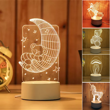 Laden Sie das Bild in den Galerie-Viewer, 3D Nachtlicht USB-Stecker dimmbare LED-Schlafzimmer-Nachttischlampe