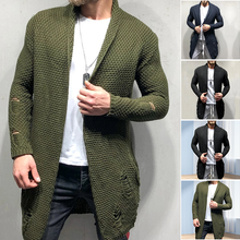 Laden Sie das Bild in den Galerie-Viewer, Mittellange Strickjacke mit zerrissenen Ärmeln für Herren