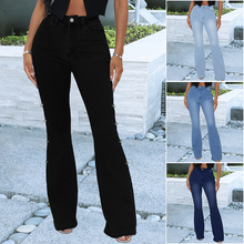 Laden Sie das Bild in den Galerie-Viewer, Damen Modische Schlagjeans