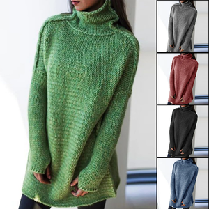 Einfarbiger Rollkragenpullover mit langen Ärmeln