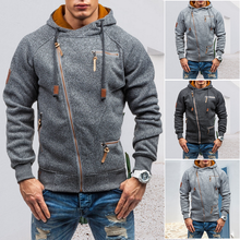 Laden Sie das Bild in den Galerie-Viewer, Einfarbiger Hoodie mit Unregelmäßige Reißverschluss