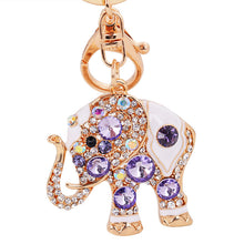 Laden Sie das Bild in den Galerie-Viewer, Süßer glücklicher Elefant Strass Schlüsselanhänger