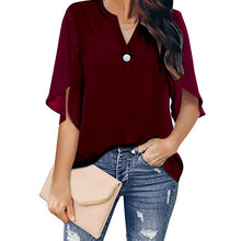 Laden Sie das Bild in den Galerie-Viewer, Einfarbige Elegante Sommerbluse Aus Chiffon