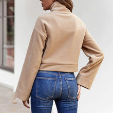 Laden Sie das Bild in den Galerie-Viewer, Langärmliges Lockeres T-Shirt mit Reißverschluss