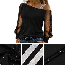 Laden Sie das Bild in den Galerie-Viewer, Damen modische schulterfreies einfarbiges langärmliges T-Shirt
