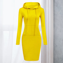 Laden Sie das Bild in den Galerie-Viewer, Lässiges Damen-Sweatshirtkleid mit Kapuze